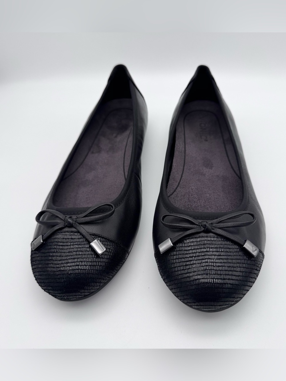 Vionic Minna Ballet Flats Black Leather Women 9 Wide Orthotic Comfort Shoes - Picture 4 of 10